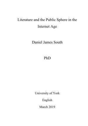 Literature and the Public Sphere in the Internet Age Daniel James South