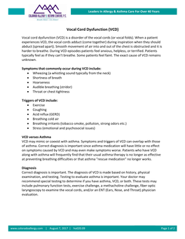 Vocal Cord Dysfunction (VCD)