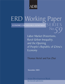Labor Market Distortions, Rural-Urban Inequality, and the Opening of People’S Republic of China’S Economy