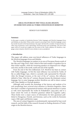 Areal Features in the Volga-Kama Region: on Some Non-Lexical Turkic Influences in Mordvin