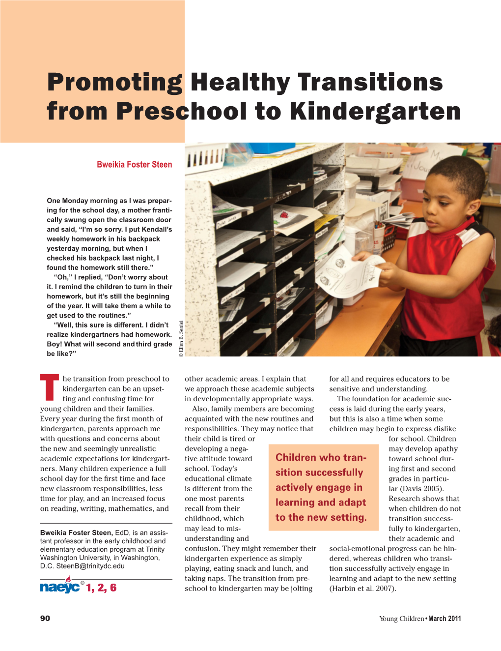 Promoting Healthy Transitions from Preschool to Kindergarten