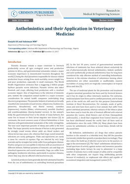 Anthelmintics and Their Application in Veterinary Medicine