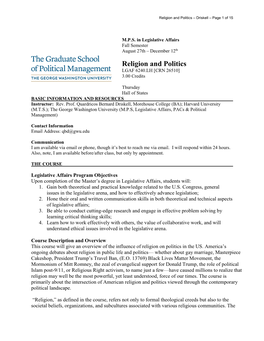 Religion and Politics – Driskell – Page 1 of 15