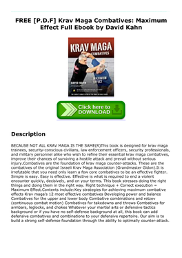 FREE [PDF] Krav Maga Combatives: Maximum Effect Full