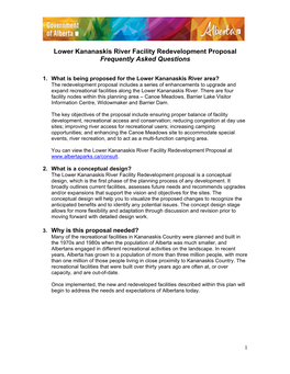 Lower Kananaskis River Facility Redevelopment Proposal Frequently Asked Questions