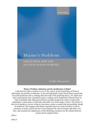 Hume's Problem: Induction and the Justification of Belief Colin Howson