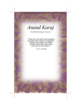 Anand Karaj the Sikh Marriage Ceremony