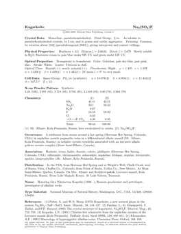 Kogarkoite Na3(SO4)F C 2001-2005 Mineral Data Publishing, Version 1