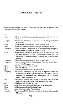Based on Chronology, 1941-1945, Compiled by Mary H. Williams, (De- Partment of the Army, 1960)