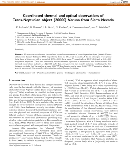 Coordinated Thermal and Optical Observations of Trans-Neptunian Object (20000) Varuna from Sierra Nevada