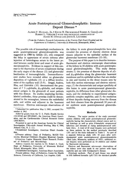 Acute Poststreptococcal Glomerulonephritis: Immune Deposit Disease * ALFRED F