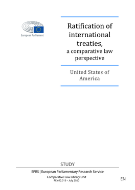 Ratification of International Treaties, a Comparative Law Perspective