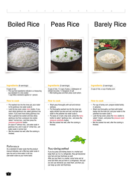 Boiled Rice Peas Rice Barely Rice