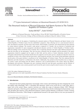 The Structural Analysis of Physical Education and Sports System in the Turkish Republic of Northern Cyprus