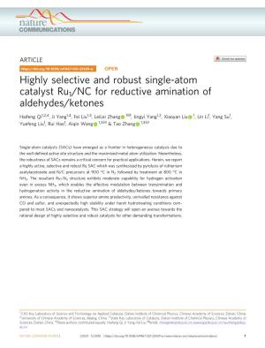 Highly Selective and Robust Single-Atom Catalyst Ru1