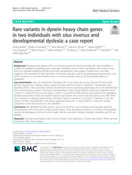 Rare Variants in Dynein Heavy Chain Genes in Two Individuals with Situs