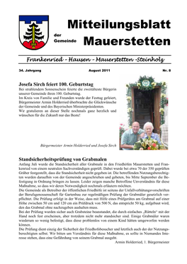Mitteilungsblatt Gemeinde Mauerstetten August 2011
