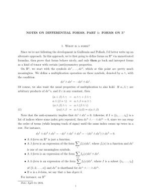 NOTES on DIFFERENTIAL FORMS. PART 1: FORMS on Rn