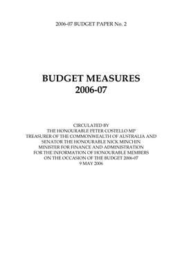 Budget Measures 2006-07