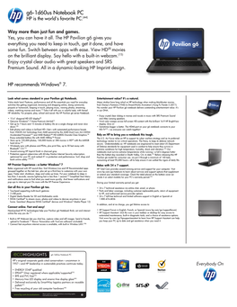 HP Pavilion G6-1D60us Notebook PC Data Sheet.Pdf