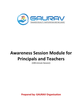 Awareness Session Module for Principals and Teachers (100-Minute Session)