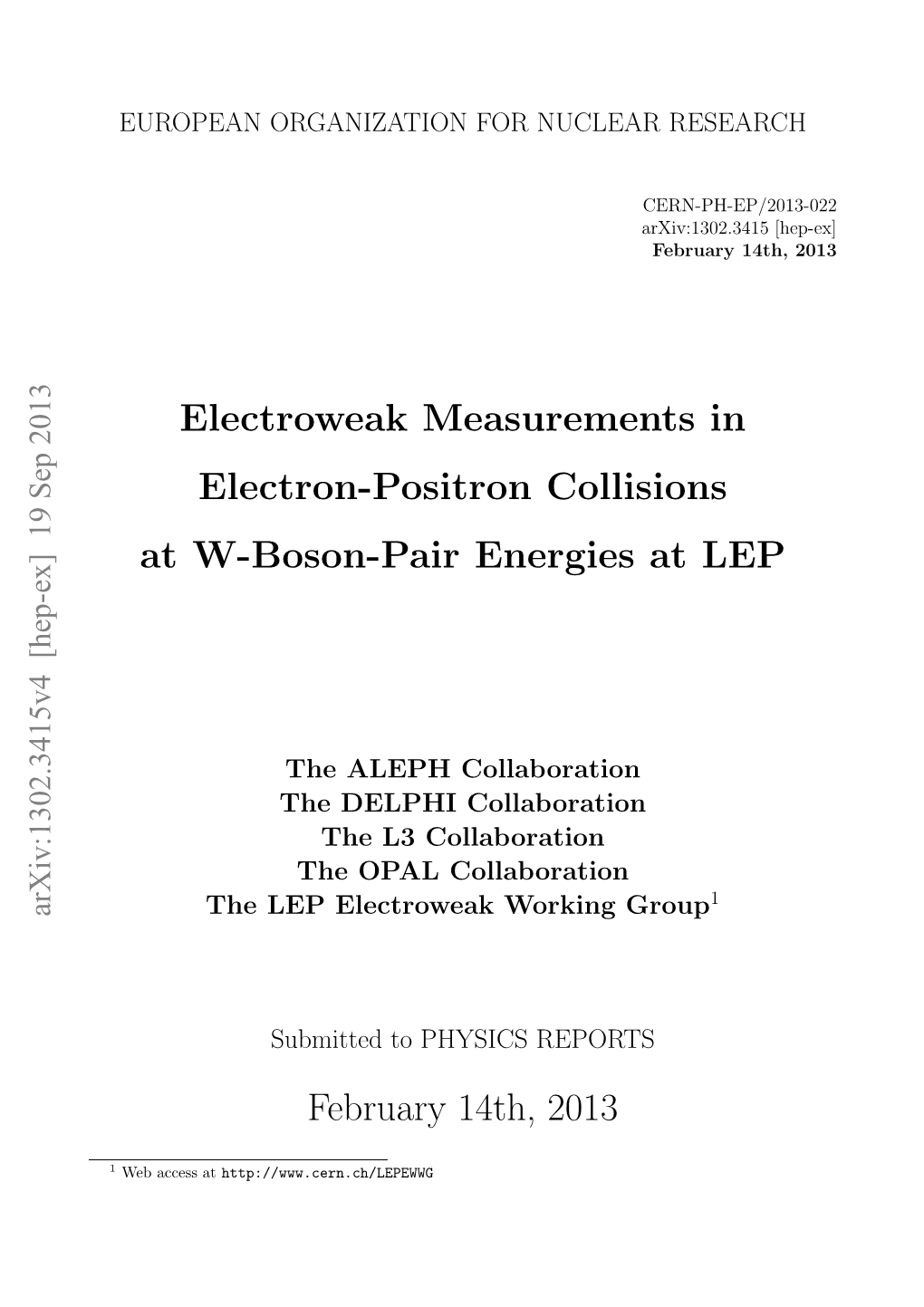 Electroweak Measurements in Electron-Positron Collisions at W