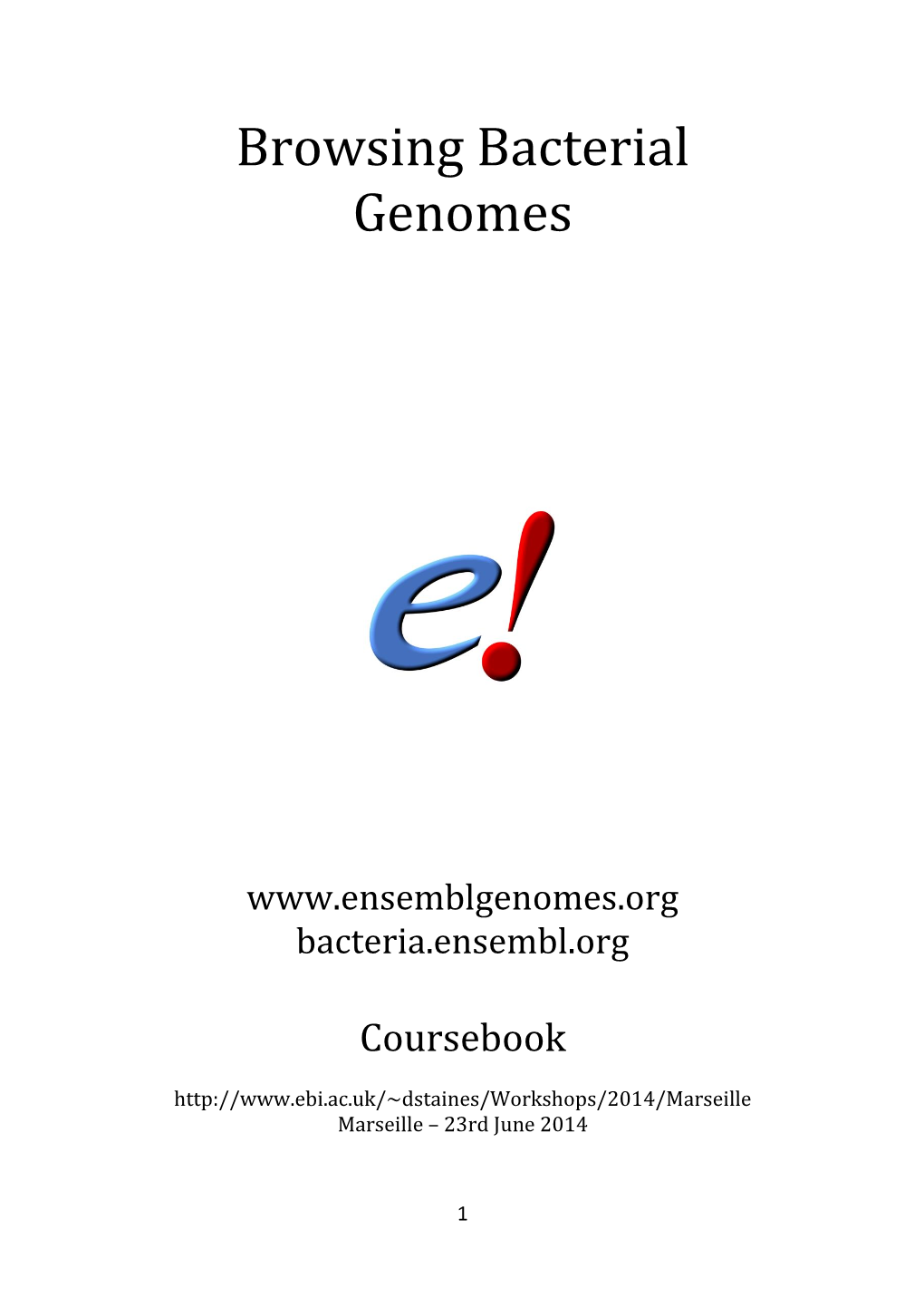 Ensembl Bacteria Coursebook