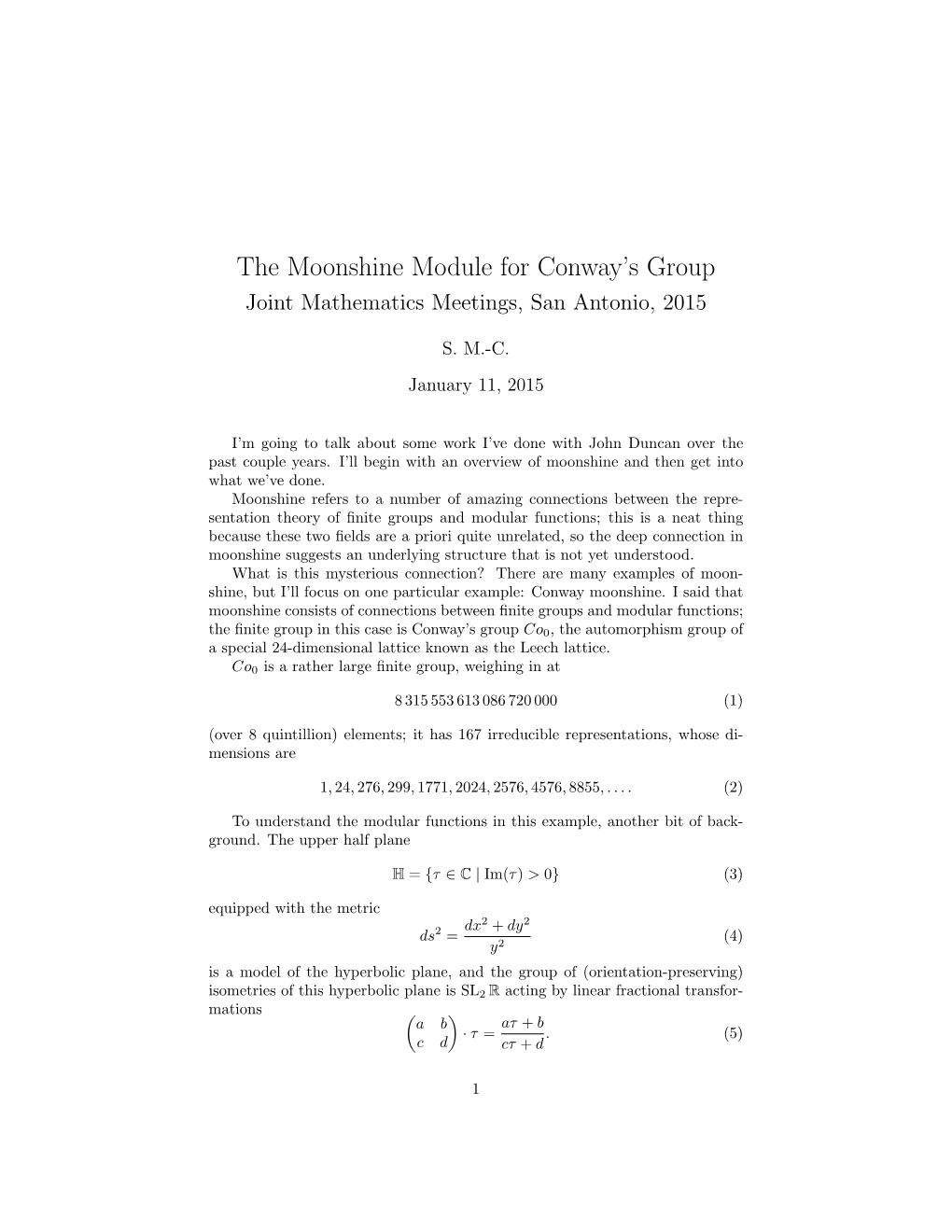 The Moonshine Module for Conway's Group