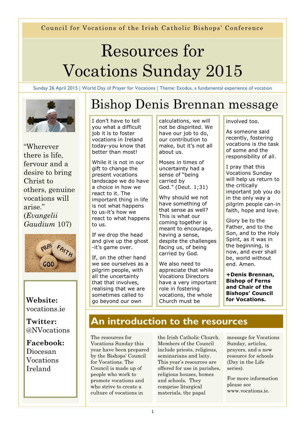 Resources for Vocations Sunday 2015