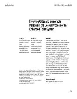 Involving Older and Vulnerable Persons in the Design Process of an Enhanced Toilet System