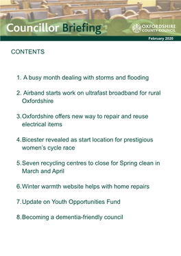 CONTENTS 1. a Busy Month Dealing with Storms and Flooding 2. Airband