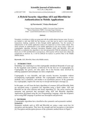 A Hybrid Security Algorithm AES and Blowfish for Authentication in Mobile Applications