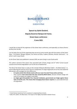 Sylvie Goulard, Deputy Governor Banque De France, Green Swan Conference 3 June 2021