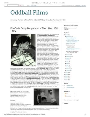 Oddball Films: Pre-Code Betty Boopathon! - Thur