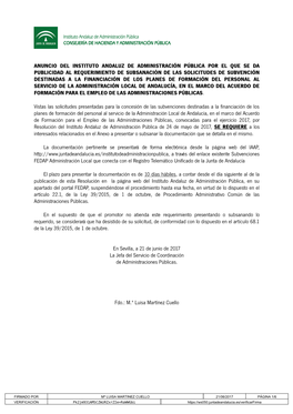 Anuncio Del Instituto Andaluz De Administración Pública