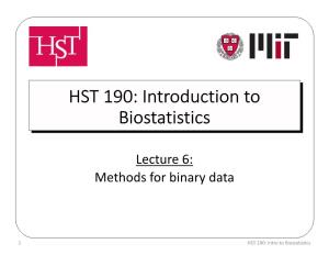 HST 190: Introduction to Biostatistics