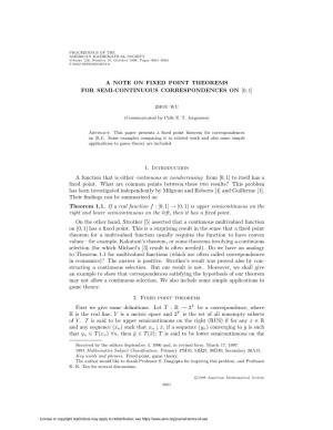 A Note on Fixed Point Theorems for Semi-Continuous Correspondences on [0, 1]