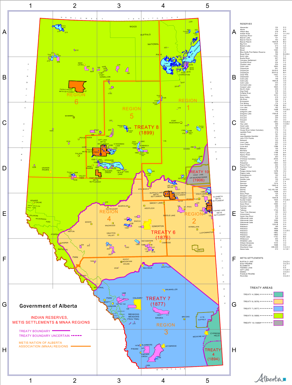 Indian Reserves, Metis Settlements & MNAA Regions