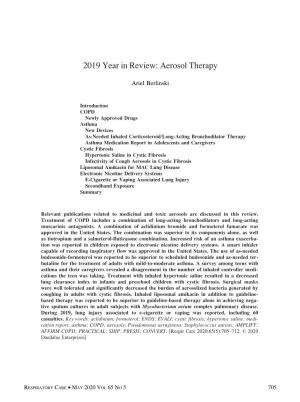 2019 Year in Review: Aerosol Therapy