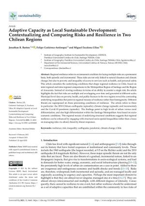 Adaptive Capacity As Local Sustainable Development: Contextualizing and Comparing Risks and Resilience in Two Chilean Regions