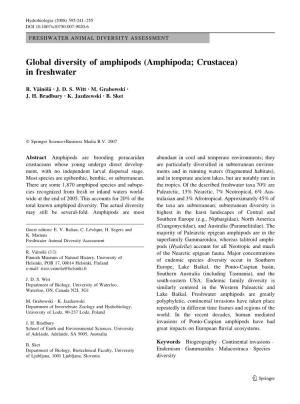 Global Diversity of Amphipods (Amphipoda; Crustacea) in Freshwater