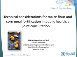 Technical Considerations for Maize Flour and Corn Meal Fortification in Public Health: a Joint Consultation