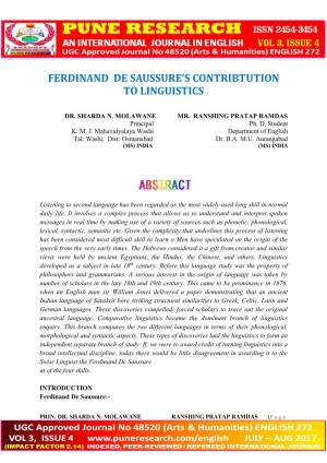 Ferdinand De Saussure's Contribtution to Linguistics