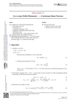 Keplerian Orbit Elements to Cartesian State Vectors