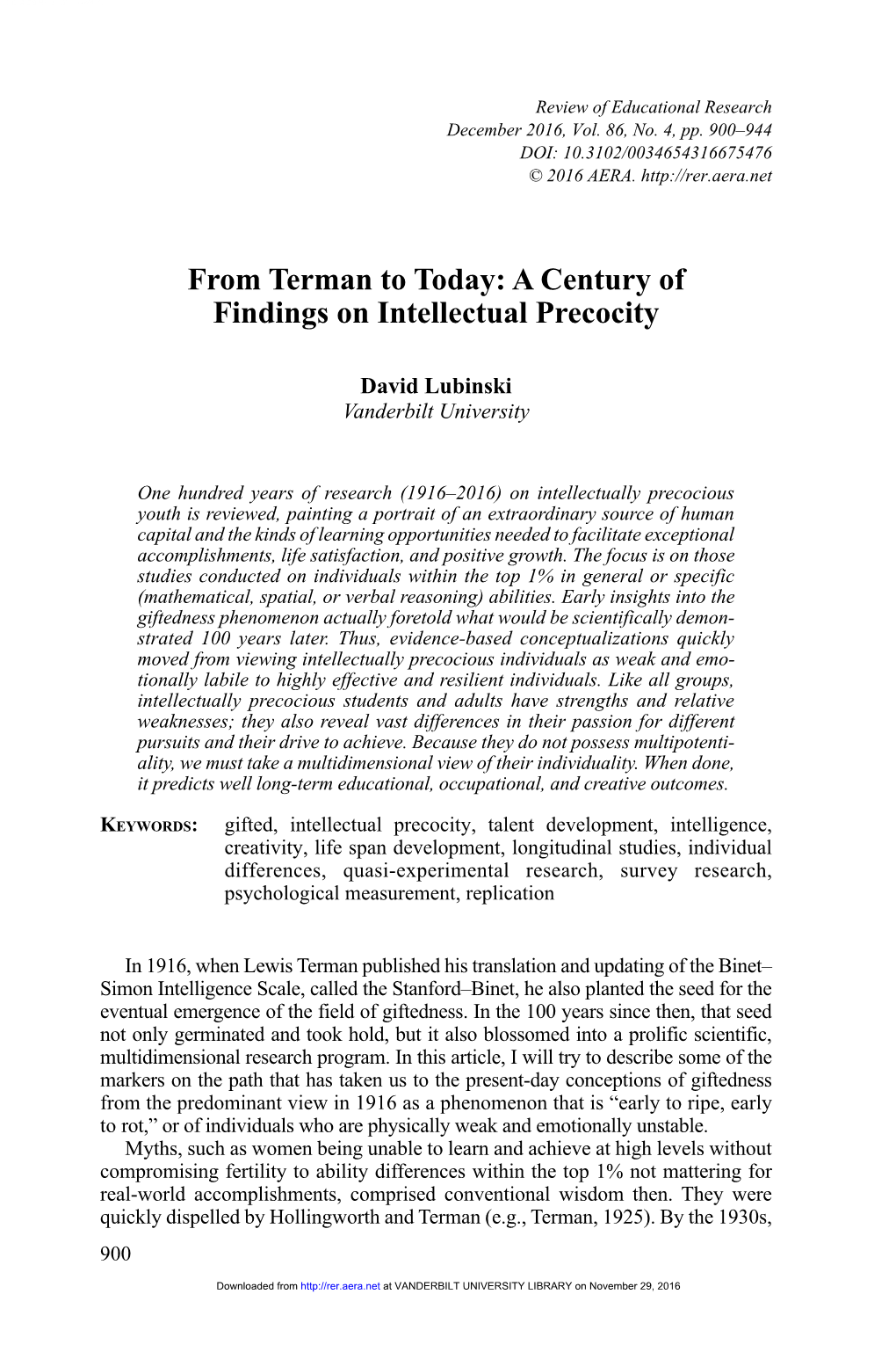 From Terman to Today: a Century of Findings on Intellectual Precocity