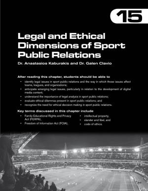 Legal and Ethical Dimensions of Sport Public Relations Dr