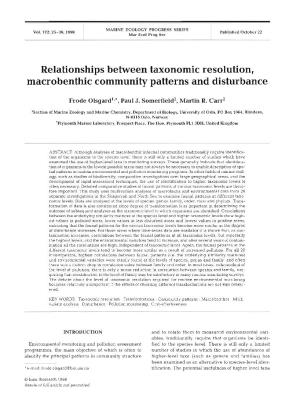 Relationships Between Taxonomic Resolution, Macrobenthic Community Patterns and Disturbance