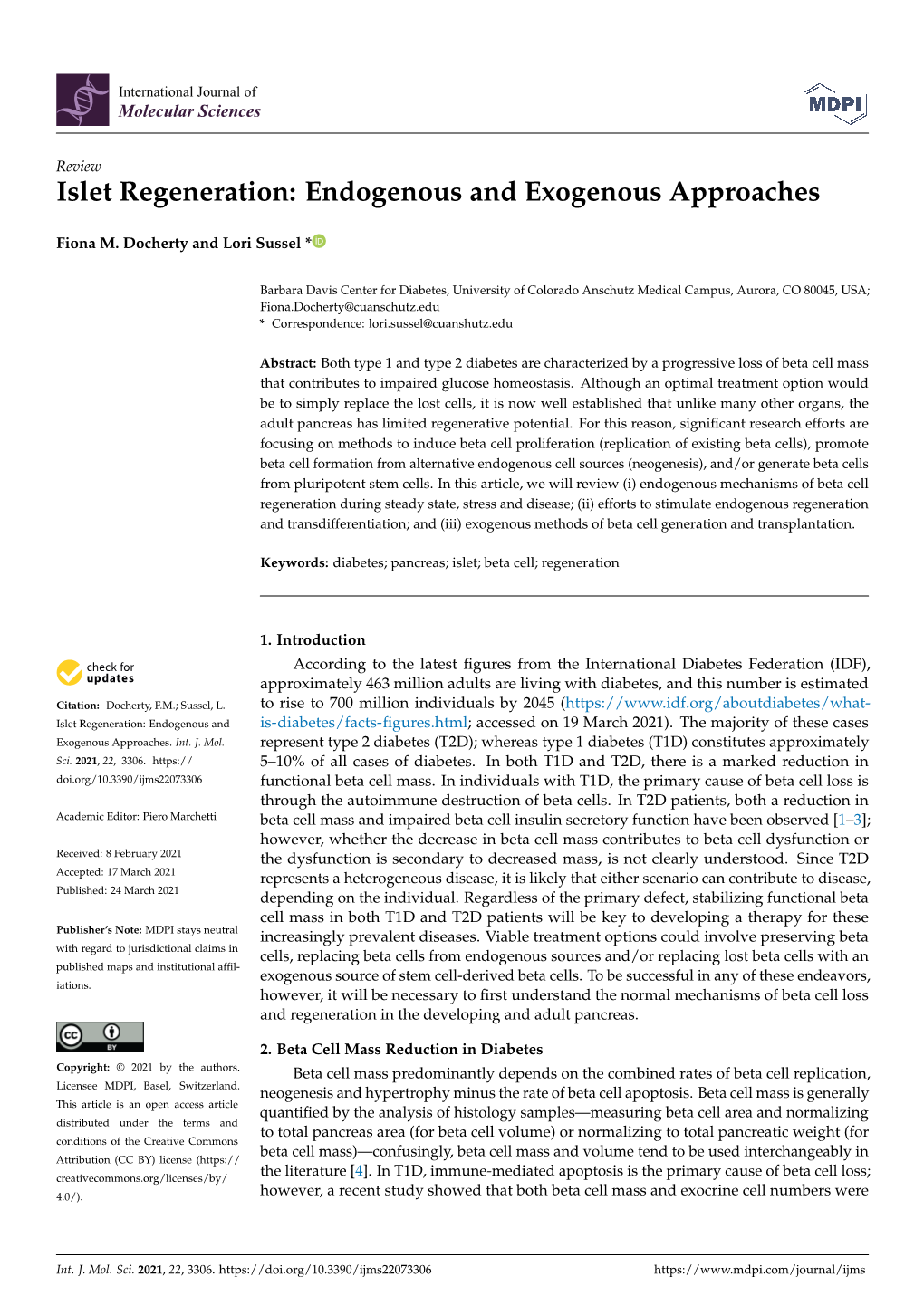 Islet Regeneration: Endogenous and Exogenous Approaches