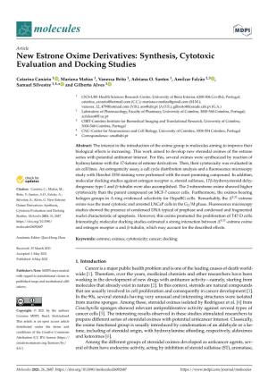 New Estrone Oxime Derivatives: Synthesis, Cytotoxic Evaluation and Docking Studies