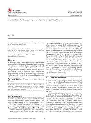 Research on Jewish American Writers in Recent Ten Years